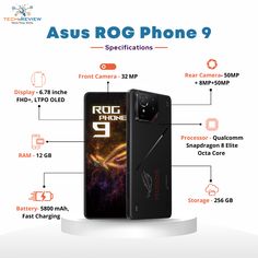 the asus rog phone 9 is shown with its features