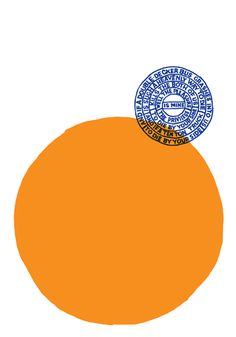 an orange circle with two blue circles on the top, and one in the middle