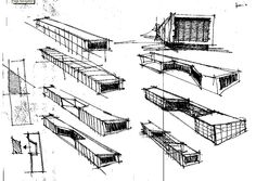 sketches of different types of buildings