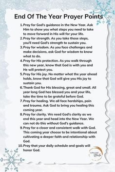 the end of the year prayer points out how to pray for christmas and new year's eve