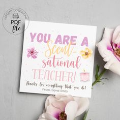 there is a card that says you are a second - national teacher with flowers next to it