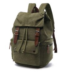 Large Capacity Canvas Backpack, Fashionable Backpacks, Adventurer Backpack, Big Backpack, Army Bag, Canvas Backpack Men, Adventure Bags, Green Backpack, Mens Tops Fashion