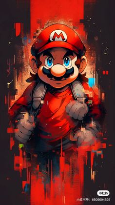 an image of mario on a red background