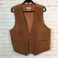 Excellent preowned condition Needs cleaning Classic Brown Leather Vest, Brown Leather Sleeveless Vest, Brown Leather Vest, Suede Vest, Brown Suede, Vest Dress