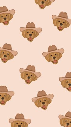 pink background with repeated golden retrievers in cowboy hats Cute Preppy Patterns, Golden Retriever Phone Wallpaper, Goldendoodle Wallpaper Iphone, Golden Retriever Cartoon Wallpaper, Golden Retriever Background, Golden Retriever Wallpaper Aesthetic, Cute Wallpapers Dogs, Cute Wallpapers Animals, Aesthetic Pink Pattern