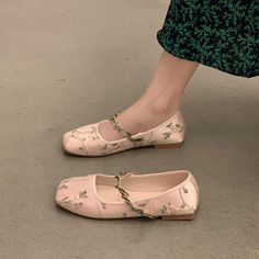 Add some fairytale story to your look with these Cecilia Embroidery Tulle Ballet Flats. Featuring intricate embroidery detail on tulle fabric, these shoes will make sure you stand out without ever saying a word. Just enough to make a statement, not enough to scream "look at me!" (We get it, you're fabulous.) Size runs small. Order one size up or stretch out by wearing - Just like ballet shoes. Gender: WOMENItem Type: Flats, Ballet FlatsUpper Material: Cotton Tulle Fabric Toe Shape: Square ToePat Gladiator Ballet Flats, Heel Inspiration, Fairytale Shoes, Wedding Ballet Flats, Pink Ballet Flats, Embroidery Tulle, Fairy Shoes, Creative Shoes, Wedding Shoes Flats