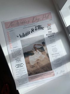 the wedding day post is posted on the wall