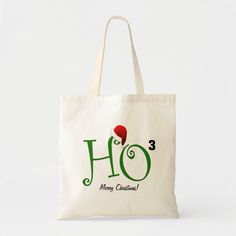 a tote bag with the words ho 3 merry christmas on it and a red rose