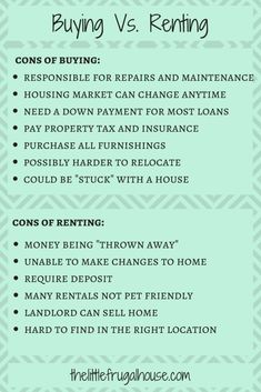 buying vs renting info sheet