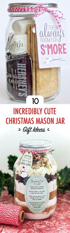 christmas mason jar filled with cookies, marshmallows and other holiday treats for the holidays