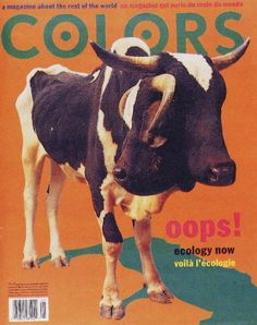 a cow is standing on the cover of colors magazine