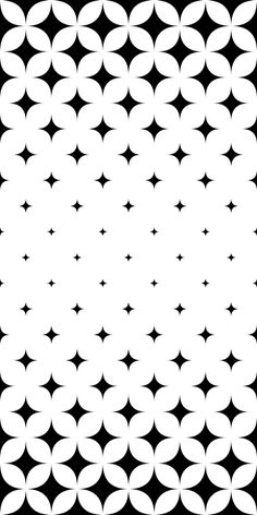 an abstract black and white pattern with stars in the center, on a black background