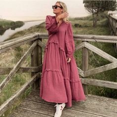 New Without Tags Size Bloggers Favorite! Long Sleeves #Midi#Maxi#Boho#Bohemian# Bohemian Midi Boho Dress With Ruffles, Casual Long Sleeve Maxi Dress For Festivals, Bohemian Ruffle Peasant Dress For Vacation, Bohemian Peasant Dress With Ruffles For Vacation, Fall Hippie Boho Maxi Dress, Bohemian Midi Length Flowy Peasant Dress, Pink Boho Dress For Fall Beach Occasion, Pink Boho Dress For Beach In Fall, Flowy Bohemian Midi Dress For Fall