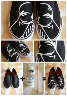 Darth Vader Shoes Tutorial Darth Vader Party, Canvas Shoes Diy, Shoes Tutorial, Star Wars Shoes, Shoes Diy, Shoe Crafts