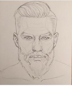 a pencil drawing of a man with a beard