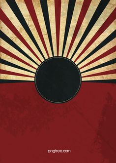 an old poster with the sun rays coming out from it's center, on a red background