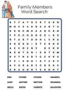 the family members word search is shown