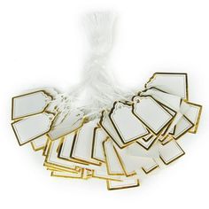 Features - Color: Golden, white. - Material: Paperboard, cotton. - Shape: Rectangular. - Tags size(Approx.):0.63 inch * 1 inch / 1.5 * 2.5 cm. - String length: 75mm / 2.95 inch. - Processed by gold blocking craft. - With a string for easily binding to the jewelry. - Can be used for watch, earrings, bracelet, necklace, ring etc. Size: 2.40X1.80X0.08CM.  Color: Multicolor. Watch Earrings, Fragile Label, Price Labels, Jewelry Watch, Jewelry Tags, Diy Tags, Necklace Ring, Paper Jewelry, Clothing Tags