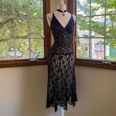 Vintage 90's Bebe black lace v neck tank in size S. Would best fit a larger bust🖤 *Skirt is not for sale Black V-neck Lace Top, Fitted V-neck Lace Dress With Patchwork, Fitted V-neck Lace Dress With Lace Patchwork, Evening Camisole Lace Top, Evening Lace Camisole Top, V-neck Lace Dress With Lace Trim For Night Out, Fitted V-neck Lace Top For Party, Black Sleeveless Lace Patchwork Top, V-neck Lace Trim Top For Party