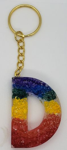 Custom rainbow keychain resin initial keychains Keychain Resin, Rainbow Keychain, Letter Keychain, Druzy, Keychains, Initials, Art Gallery, Product Launch, Rainbow