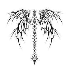 an abstract black and white drawing of wings