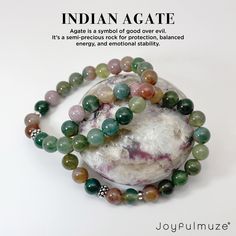 Indian agate jewelry is fashioned from various beads and each bead is sanctified and given a specific purpose. They are perfect to wear on their own or mix with other favorite bracelets. MATERIAL: Sterling Silver, Stone GEMSTONE: Natural Indian Agate STONE SIZE: 8mm WRIST FIT: 6.5-7" HANDCRAFTED WITH LOVE by Joyfulmuze Indian Agate Crystal Meaning, Traditional Agate Bracelet Jewelry, Handmade Agate Bracelets For Meditation, Traditional Agate Bracelets For Healing, Handmade Spiritual Agate Bracelets, Mindful Crafts, Cheap Hand-strung Agate Beaded Bracelets, Luxury Hand-strung Agate Bracelets, Hand-strung Agate Beaded Bracelets For Healing