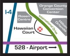 the location map for hawaiian court, located in orange county convention center and hawaii airport