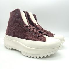 Converse Unisex Run Star Hike Platform Striped Knit High Top Shoes A03252c Men’s Size 7.5 Women’s Size 9 High-Top Platform Sneaker Knit Upper And Leather Tongue Ortholite Cushioning For All-Day Comfort A Soft Fleece Lining Faux Leather Ankle Patch Product Colour: Wine And White Brand New Without Box. Run Star Hike, Converse White, Platform Sneaker, White Brand, High Top Shoes, Womens Converse, Striped Knit, Converse Shoes, Top Shoes