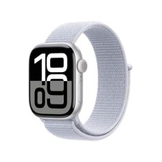 an apple watch with the number ten on it's face and white strap, against a