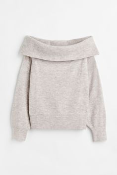 Off-the-shoulder Sweater - Light beige melange - Ladies | H&M US Mode Zara, Skandinavian Fashion, Neue Outfits, School Looks, Winter Fits, Mode Inspo, Dream Clothes, Looks Vintage