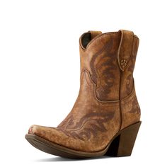 The one you'll wear with everything. Traditional Western stitching pairs nicely with the of-the-moment silhouette and just-right heel. Use it to dress up rolled-up jeans or denim shorts—or pair with the season's flowy skirts. Chandler Western Boot | Product Features : 0 : Non-removable comfort insole, 1 : Duratread™ sole provides maximum wear resistance, 2 : Single stitch welt, 3 : Five-row stitch pattern, 4 : Easy pull-on style | Women's Chandler Western Boots in Naturally Distressed Brown Full Ankle Western Boots, Rustic Cowgirl Boots, Brown Ariat Boots, Cowgirl Boots Square Toed Ariat, Western Brown Mid-calf Boots With Square Toe, Brown Western Mid-calf Heeled Boots, Brown Western Mid-calf Boots With Reinforced Heel, Short Cowboy Boots, Cowgirl Boots Outfit