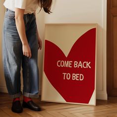 Heart Bedroom, Fun Typography, Back To Bed, Cute Quote, Poster Cute, Bed Back, Bedroom Posters, Quote Poster, Typography Prints