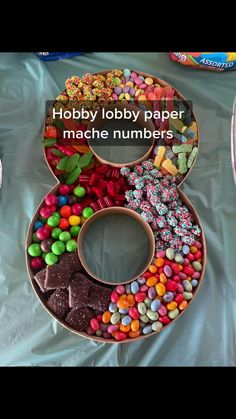 there is a number made out of candy