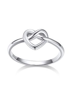 a white gold ring with an intertwined heart