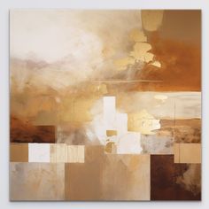 an abstract painting with gold and brown colors