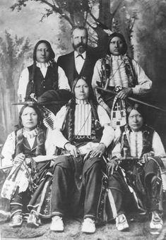 Arapaho leaders, front, left to right, White Horse, Black Coal, Little Wolf; rear, Iron, left, and Sharp Nose, with James Irwin, ca. 1881. Irwin served as Indian Agent on the Shoshone Reservation in the early 1870s, when he negotiated the Brunot Cession, and again in the early 1880s after the Arapaho had arrived. Wyoming State Archives. Sharp Nose, Indian Cycle, Quanah Parker, Horse Black, Wyoming State