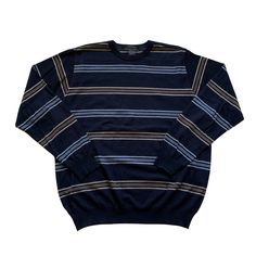 "Vintage 2000s 00s Paul and Shark Yachting Supermelange Light 120s Wool Navy Blue Striped Sweater Made in Italy Mens Size L Large Condition: This item is in great pre-owned condition. MADE IN ITALY Material: 100% Pure New Wool Size: This sweater is tagged a Mens Size XL but it fits more like a Mens Size Large. Please refer to measurements for exact fit. Measures: Chest (armpit to armpit): 23\" Sleeve (shoulder to sleeve end): 24 1/2\" Length (back neck seam to bottom): 25\" Note: Pre-owned items Epic Clothes, Pullover Sweater Men, Navy Blue Sweater, Pullover Outfit, Swaggy Outfits, Vintage 2000s, Sweater Making, Pullover Men, Striped Sweater