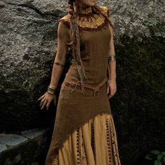 Elven Clothing, Costume Viking, Raw Silk Dress, Tara Dress, Viking Dress, Mode Boho, Medieval Dress, Indian Style, Fantasy Fashion