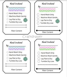 four printable hand wash tags with instructions to help you know how to use them