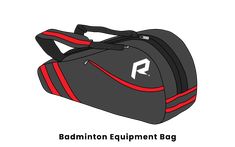 the badminton equipment bag is black and red