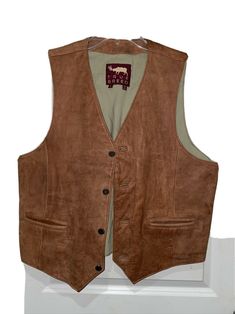 Bought and never wore Beautiful soft Nubuck leather True Breed Soft Brown Leather Lined Western Vest Men’s Large. Back length 22.5 inches Armpit to armpit 23 inches Leather Vest Mens, Cowboy Vest, Armor Ideas, Leather Biker Vest, Western Vest, Theater Design, Vest Men, Waist Coat, Western Clothing