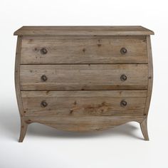 an old wooden chest of drawers against a white background