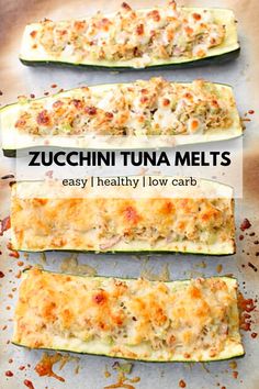 a tray of roasted zucchini tuna melts. Tuna Zucchini, Zucchini Feta, Roasted Zucchini, Shrimp Rolls, Easiest Recipes, Chicken Roasted, Zucchini Boats, Canned Tuna, Tuna Melts