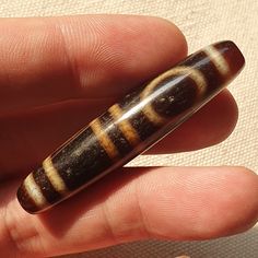 Tibetan Treasures Heaven and Earth Dzi Agate Bead Cinnabar/Blood Spots Amulet