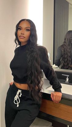 Black Women Crimped Hair, Crimp Hair Black Women, Crimped Hair Black Hair, Kylie Jenner Crimped Hair, Long Black Buss Down, Crimp Long Black Hair, Long Body Wave Sew In, Long Wavy Hair Extensions, Crimped Wigs For Black Women