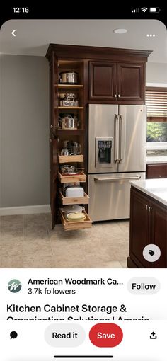 the kitchen cabinets are organized and ready to be used for cooking or storage in order