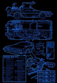 the back side of a blueprinted car