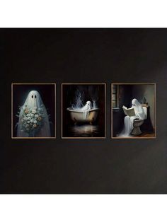 200+ Aesthetic Cozy Halloween Bedroom Decor Ideas to Try in 2024 | Indoor Halloween Decorations Ghost Portrait, Halloween Bathroom Decor, Halloween Bathroom, Halloween Retro, Poster Decorations, Halloween Poster, Halloween Vintage