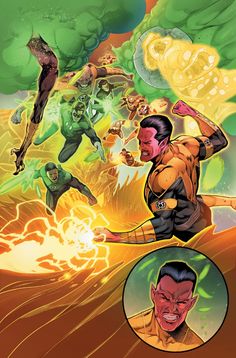 the green lantern and other dc characters are in action