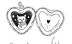 an image of two heart shaped objects with a cat inside one and a dog in the other